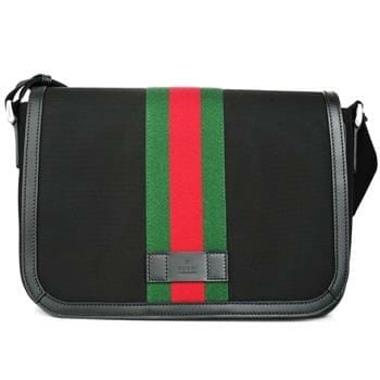 OJAM Online Shopping - Gucci Techno Canvas Web Stripe Black Messenger Bag 630921 Black Luxury