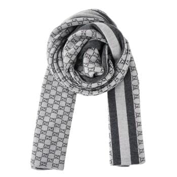 OJAM Online Shopping - Gucci Wool Web Stripe GG Guccissima Scarf 438253 Grey Luxury