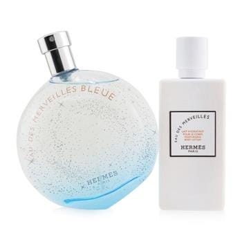 OJAM Online Shopping - Hermes Eau Des Merveilles Bleue Coffret: Eau De Toilette Spray 100ml/3.3oz + Moisturzing Body Lotion 80ml/2.7oz 2pcs Ladies Fragrance