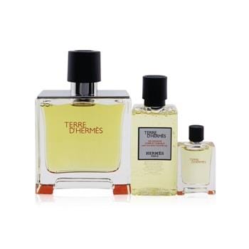 OJAM Online Shopping - Hermes Terre D'Hermes Coffret: Pure Parfum Spray 75ml/2.53oz + Hair & Body Shower Gel 40ml/1.35oz + Pure Parfum Spray 5ml/0.17oz 3pcs Men's Fragrance