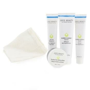 OJAM Online Shopping - Juice Beauty Blemish Clearing Solutions Kit : Cleanser + Serum + Moisturizer + Mask + Washcloth (Exp Date: 01/2023) 4pcs+1cloth Skincare