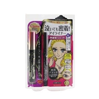 OJAM Online Shopping - KISS ME Heroine Make Volume & Curl Mascara Advanced Film + Smooth Liquid Eyeliner Set - #01 Black 2pcs Make Up