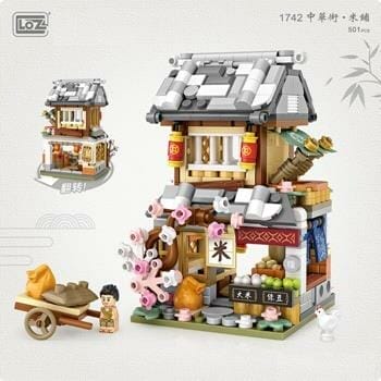 OJAM Online Shopping - Loz LOZ Ancient China Street Series - Rice Shop Building Bricks Set 22 x 19 x 5 cm Toys