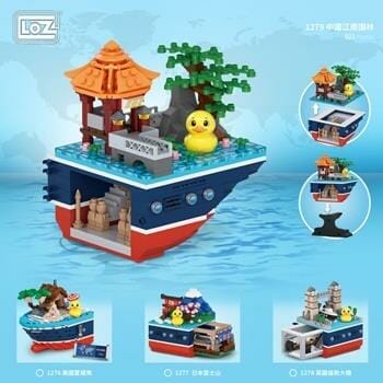 OJAM Online Shopping - Loz LOZ Duck Fleet Series - Jiangnan Garden Building Bricks Set 11 x 11 x 11cm Toys