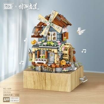 OJAM Online Shopping - Loz LOZ Mini Blocks -  Windmill Music Box Building Bricks Set 26 x 19 x 8cm Toys