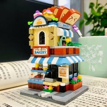 OJAM Online Shopping - Loz LOZ Street Series - Bakery Shop Building Bricks Set 19.5x16.5x4.5cm Toys