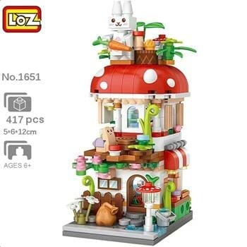 OJAM Online Shopping - Loz LOZ Street Series - Mushroom House Building Bricks Set 19.5x16.5x4.5cm Toys