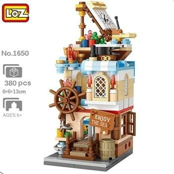 OJAM Online Shopping - Loz LOZ Street Series - Nautical House Building Bricks Set 19.5x16.5x4.5cm Toys