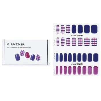 OJAM Online Shopping - Mavenir Nail Sticker (Patterned) - # Gingham Check With Purple Nail 32pcs Make Up