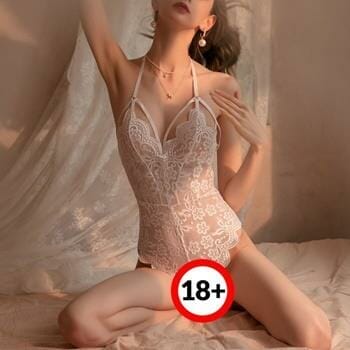 OJAM Online Shopping - My Outfitssss Sexy camisole lace hollow strap opening pajamas set - # White 2XL 1 pc Sexual Wellness