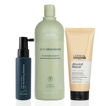 OJAM Online Shopping - Pelo Baum Pelo Baum Hair Revitalizing Solution 60ml + Aveda Volumizing Shampoo 1000ml + L'Oreal Resurfacing Conditioner 200ml 3pcs Hair Care