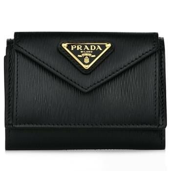 OJAM Online Shopping - Prada unisex leather embossed tri-fold wallet 1MH021 Black Luxury