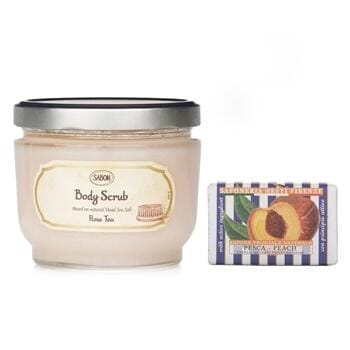 OJAM Online Shopping - Sabon Sabon Body Scrub - Rose Tea & Nesti Dante Le Deliziose Natural Soap - Peach 2pcs Skincare