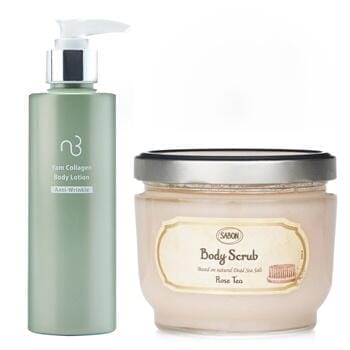 OJAM Online Shopping - Sabon Sabon Body Scrub - Rose Tea  X Natural Beauty Yam Collagen Body Lotion 2pcs Skincare