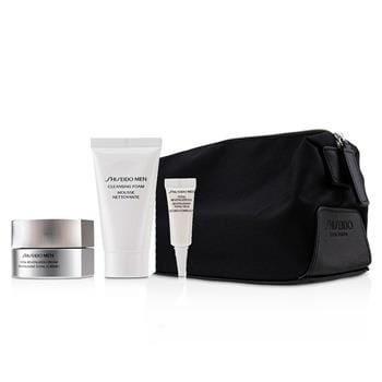 OJAM Online Shopping - Shiseido Men Total Age-Defense Program Set: 1xTotal Revitalizer Cream 50ml+1xCleansing Foam 30ml+1xTotal Revitalizer Eye 3ml+1xPouch 4pcs Men's Skincare