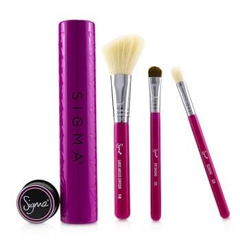 OJAM Online Shopping - Sigma Beauty Essential Trio Brush Set - # Pink 3pcs+1 Tin Make Up