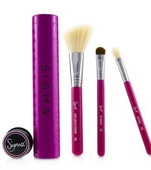 OJAM Online Shopping - Sigma Beauty Essential Trio Brush Set - # Pink 3pcs+1 Tin Make Up
