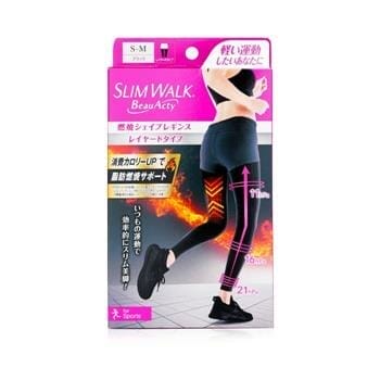 OJAM Online Shopping - SlimWalk Compression Leggings with Taping Function for Sports - # Black (Size: S-M) 1pair Health