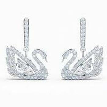 OJAM Online Shopping - Swarovski Dancing Swan drop earrings Swan 5514420 - White