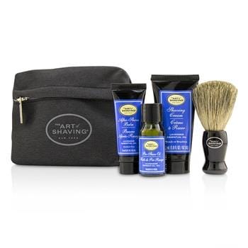 OJAM Online Shopping - The Art Of Shaving Starter Kit - Lavender: Pre Shave Oil + Shaving Cream + After Shave Balm + Brush + Bag 4pcs + 1 Bag Men's Skincare