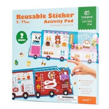 OJAM Online Shopping - Tookyland "Reusable Stickers Activity Pad - Fire Truck & Ice Cream Truck" 24x2x23cm Toys