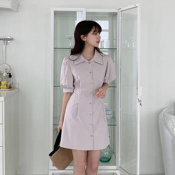 OJAM Online Shopping - Trendywhere Puff Sleeve Button Front Collar Shirt Dress Free (XS-M) Luxury