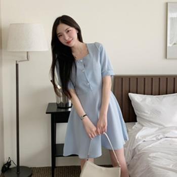 OJAM Online Shopping - Trendywhere Square Neck Puff Sleeve Button Front Dress Free (XS-M) Luxury