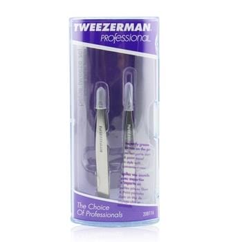 OJAM Online Shopping - Tweezerman Professional Petite Tweeze Set: Slant Tweezer + Point Tweezer - (With Lavendar Leather Case) 2pcs Make Up