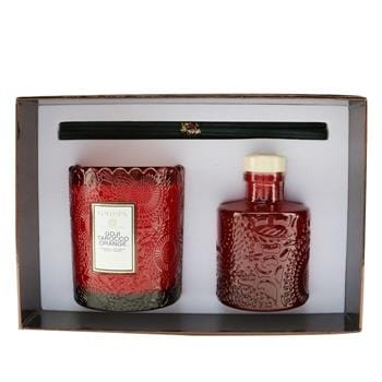 OJAM Online Shopping - Voluspa Scalloped Edge Candle & Reed Diffuser Coffret - Goji Tarocco Orange 2pcs Home Scent