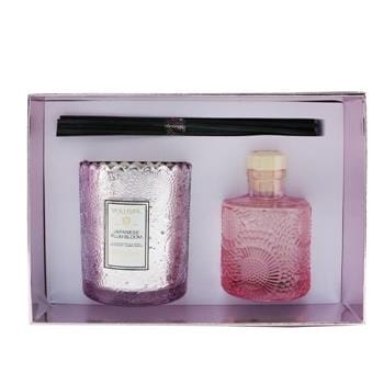 OJAM Online Shopping - Voluspa Scalloped Edge Candle & Reed Diffuser Coffret - Japanese Plum Bloom 2pcs Home Scent