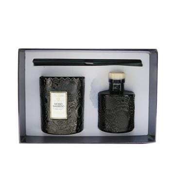 OJAM Online Shopping - Voluspa Scalloped Edge Candle & Reed Diffuser Coffret - Moso Bamboo 2pcs Home Scent