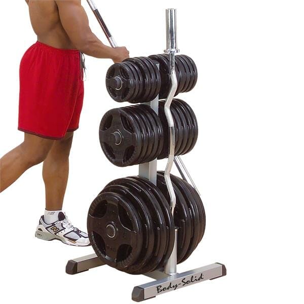 OJAM Gym and Fitness - Body Solid GOWT Olympic Plate Tree & Bar Holder