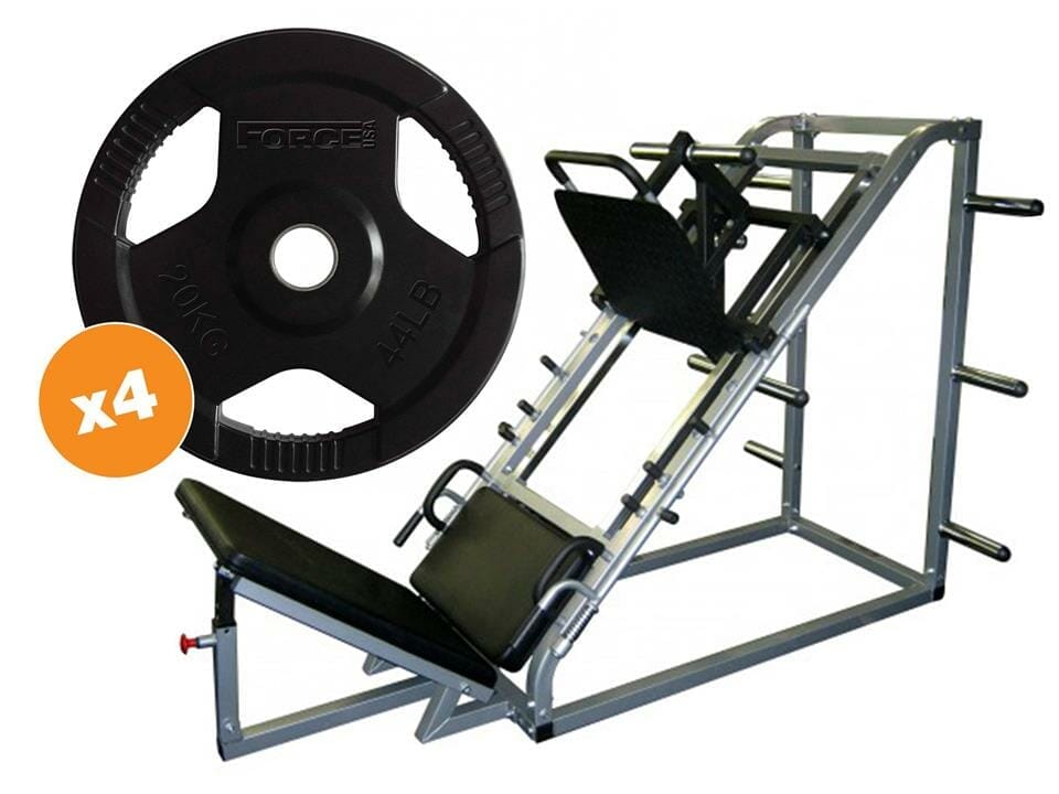 OJAM Gym and Fitness - Force USA 45 Degree Leg Press & Rubber Coated Weight Plates Package