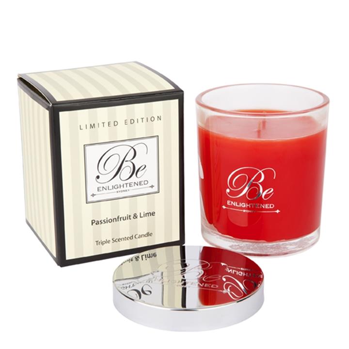 OJAM Online Shopping - Be Enlightened Triple Scented 80hr Candle Passionfruit & Lime