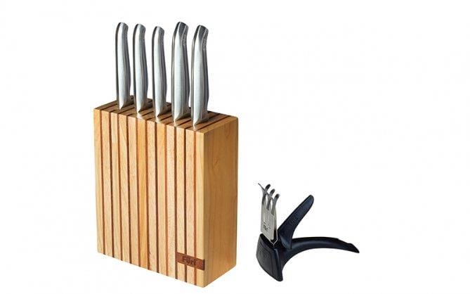 OJAM Online Shopping - Füri Pro Wood Knife Block Set 7pc (including diamond sharpener)