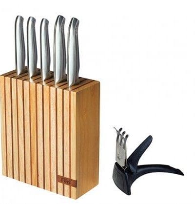 OJAM Online Shopping - Füri Pro Wood Knife Block Set 7pc (including diamond sharpener)