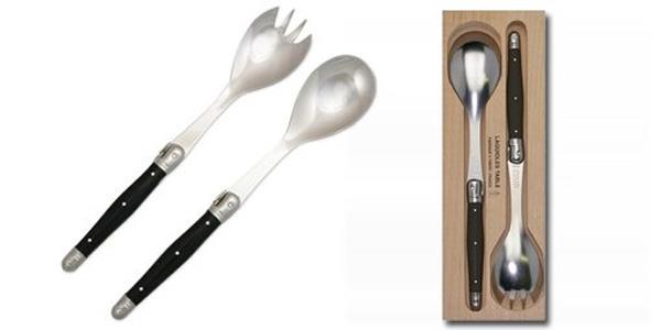 OJAM Online Shopping - Laguiole  Andre Verdier Debutant 2 piece Salad server Set in wooden box Black
