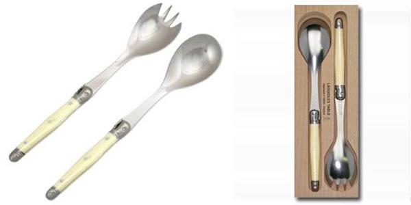 OJAM Online Shopping - Laguiole  Andre Verdier Debutant 2 piece Salad server Set in wooden box Ivory