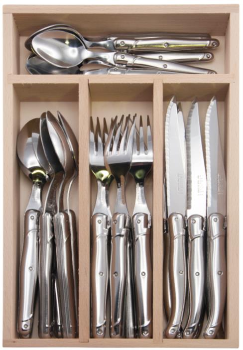 OJAM Online Shopping - Laguiole  Andre Verdier Debutant 24 piece Cutlery Set in wooden box Stainless Steel