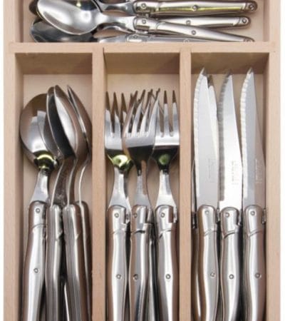 OJAM Online Shopping - Laguiole  Andre Verdier Debutant 24 piece Cutlery Set in wooden box Stainless Steel