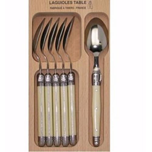 OJAM Online Shopping - Laguiole  Andre Verdier Debutant 6 piece Teaspoon Set in wooden box Ivory
