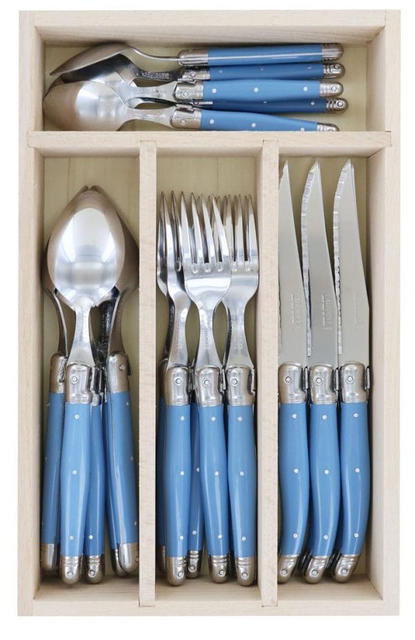 OJAM Online Shopping - Laguiole Andre Verdier Debutant Cutlery Set 24 Piece Blue