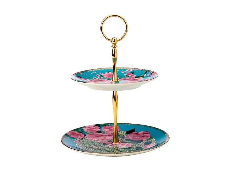 OJAM Online Shopping - Maxwell & Williams Silk Road 2 Tier Cake Stand Aqua Gift Boxed
