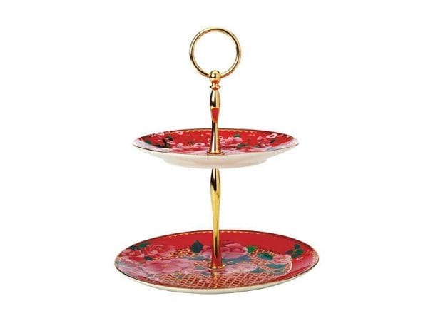 OJAM Online Shopping - Maxwell & Williams Silk Road 2 Tier Cake Stand Cherry Red Gift Boxed