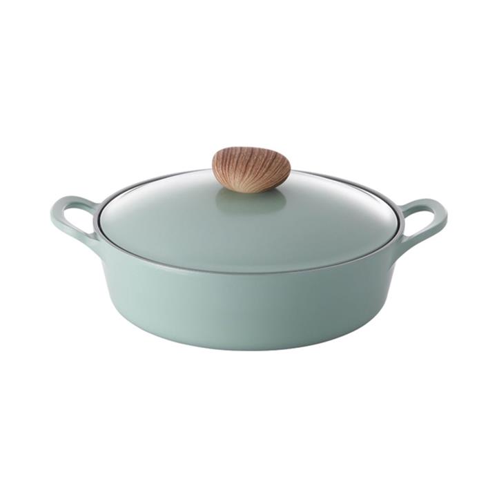 OJAM Online Shopping - Neoflam Retro 22cm Casserole Low 2L Green Demer Induction with Die-Casted Lid