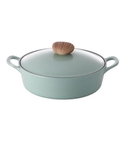 OJAM Online Shopping - Neoflam Retro 22cm Casserole Low 2L Green Demer Induction with Die-Casted Lid