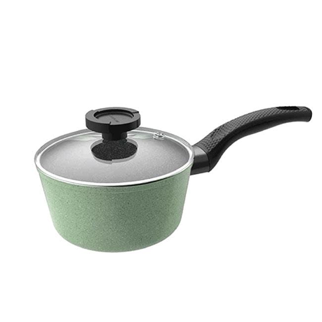 OJAM Online Shopping - Neoflam Saucepan 18cm Green marble + glass lid - Luke Hines
