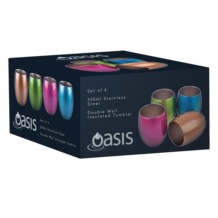 OJAM Online Shopping - Oasis Stainless Steel Insulated Tumblers 350ml Set 4 Asst Colours