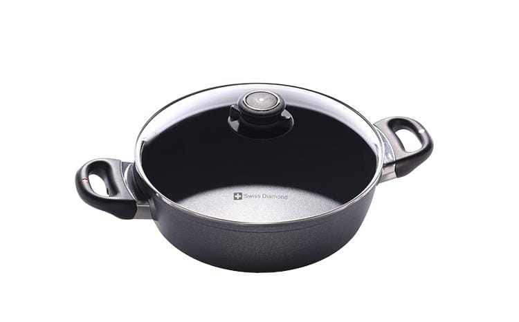 OJAM Online Shopping - Swiss Diamond  XD 24cm X 7.5cm Induction Casserole with Glass Lid 3.0 litre