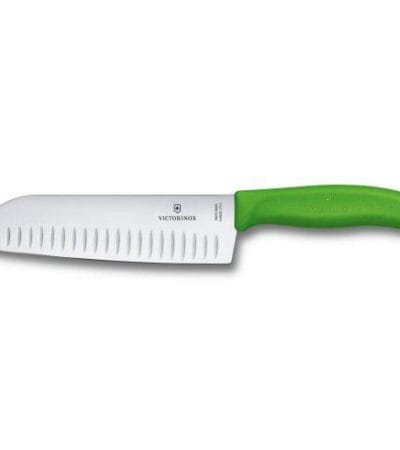 OJAM Online Shopping - Victorinox Santoku Knife 17cm Fluted Wide Blade Classic Green Blister